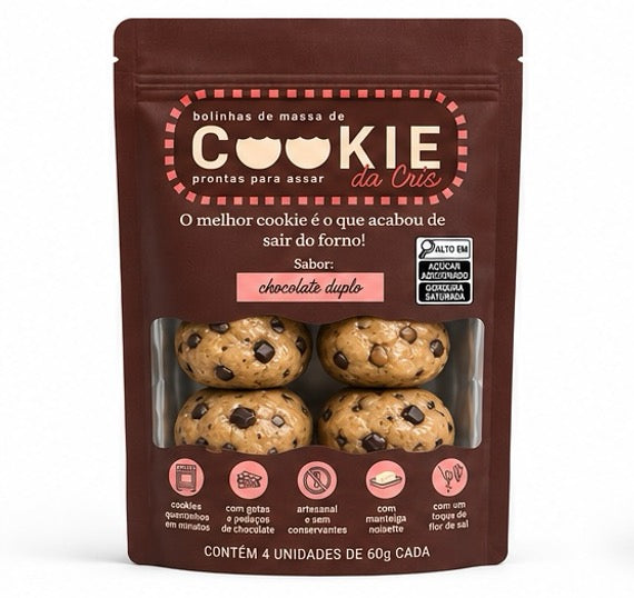 Cookie da Cris - Chocolate Duplo | 4x60g (240g)