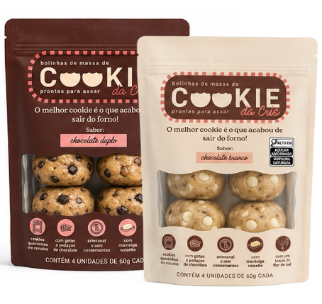 [KIT 2 Sabores Cookie da Cris] - 1 Chocolate Duplo 240g + 1 Chocolate Branco 240g | 5% OFF